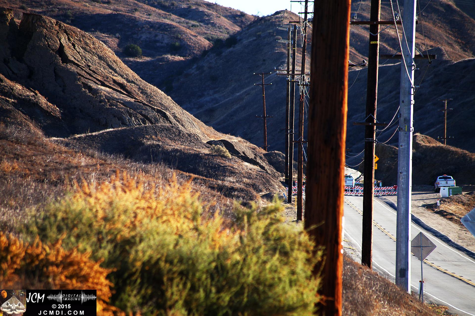 Landslide and road damage at Vasquez Canyon Road in Santa Clarita, CA filmed 11-23-2015
